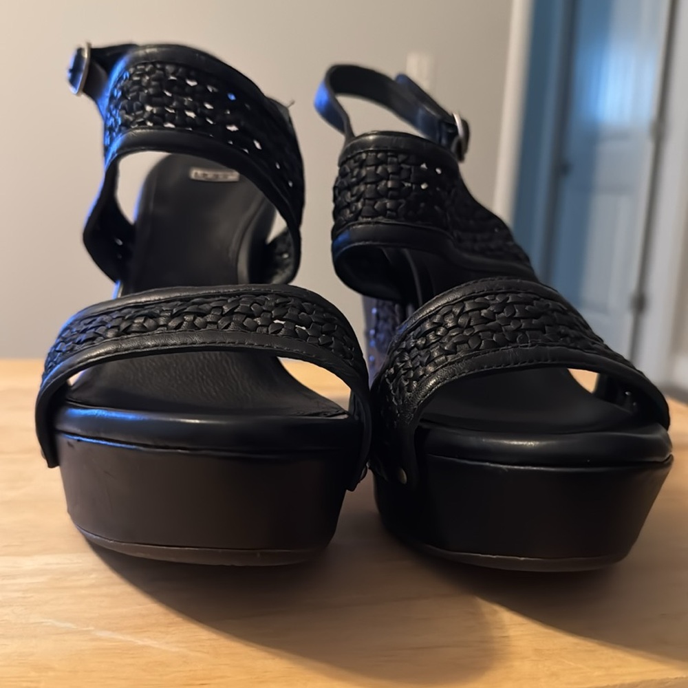 Black Platform Sandals With Perforated Straps - image 7